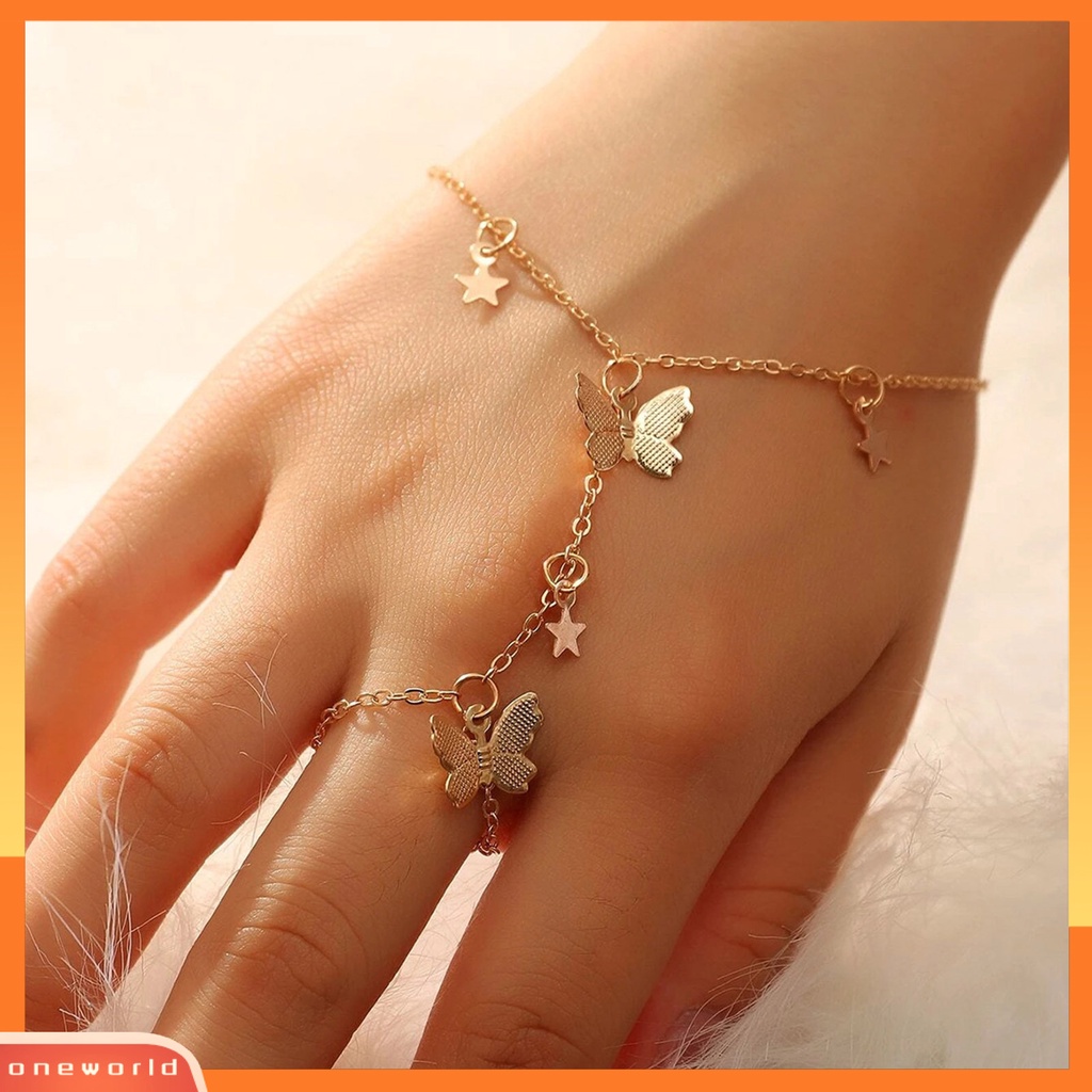 [EONE] Gelang Wanita Butterfly Link Sambung Perhiasan Adjustable Plated Bangle Untuk Pesta