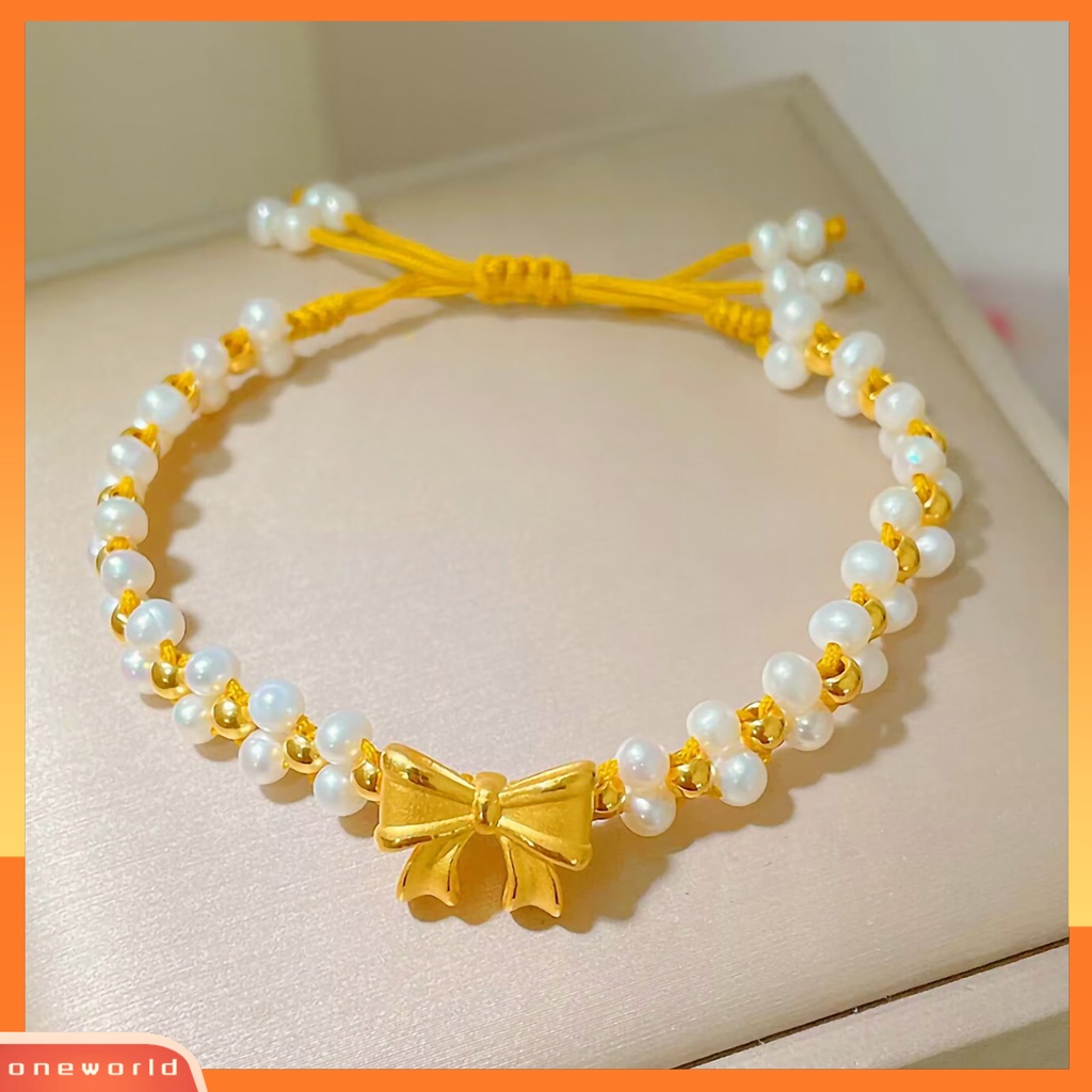 [EONE] Gelang Rantai Kepribadian Handmade Beads Adjustable Ikatan Simpul Mutiara Imitasi Tangan Braided Bracelet Perhiasan Aksesori