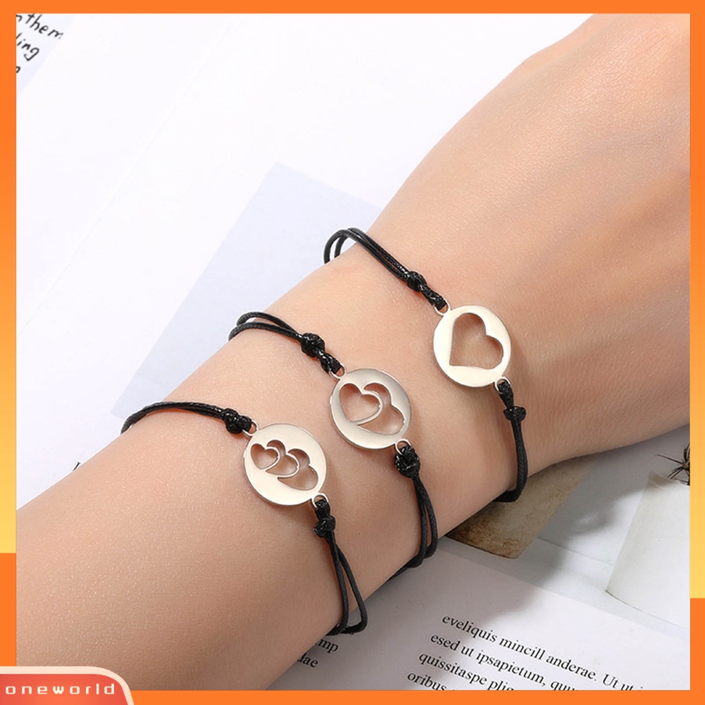 [EONE] 2/3/4pcs Women Bracelets Adjustable Hand Made Heart Decor Hias Braided Dekorasi Kepribadian Ibu Putri Jantung Gelang Hadiah Hari Ibu