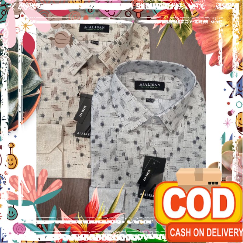 Alisan Printing Fashion Lengan Panjang Motif Garis Slimfit/ NoP