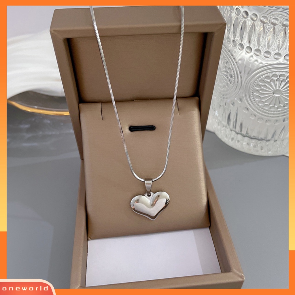 [EONE] Kalung Hati Stainless Steel Warna Silver Peach Heart 3D Charms Temperamen Dress-Up Perhiasan Rantai Wanita Klavikula Rantai Sweater Necklace Aksesoris Untuk Pesta