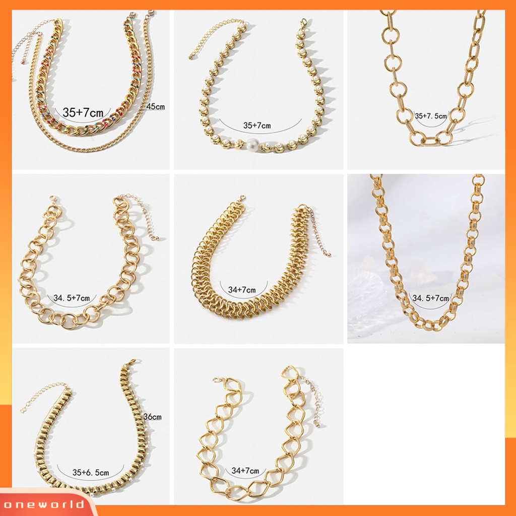 [EONE] Dewasa Kalung Multi-layer Punk Hip-hop Lapis Emas Hypoallergenic Fashion Perhiasan Alloy Pria Wanita Link Rantai Kalung Untuk Harian