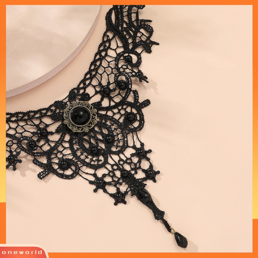 [EONE] Liontin Kalung Rantai Yang Dapat Disesuaikan Halus Semua Pertandingan Retro Pakaian Sehari-Hari Renda Crochet Gelap Gaya Choker Necklace Jewelry Supply