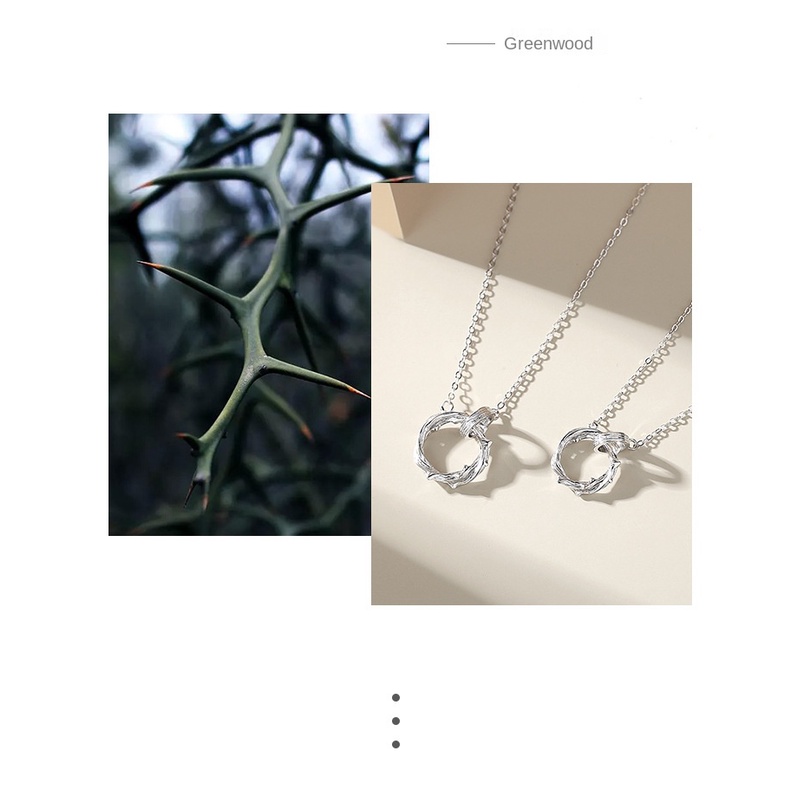 Duri Pasangan Kalung Sepasang925 Sterling Silver Gaya Mori ins Cincin Ganda Klavikula Rantai Hadiah Hari Valentine