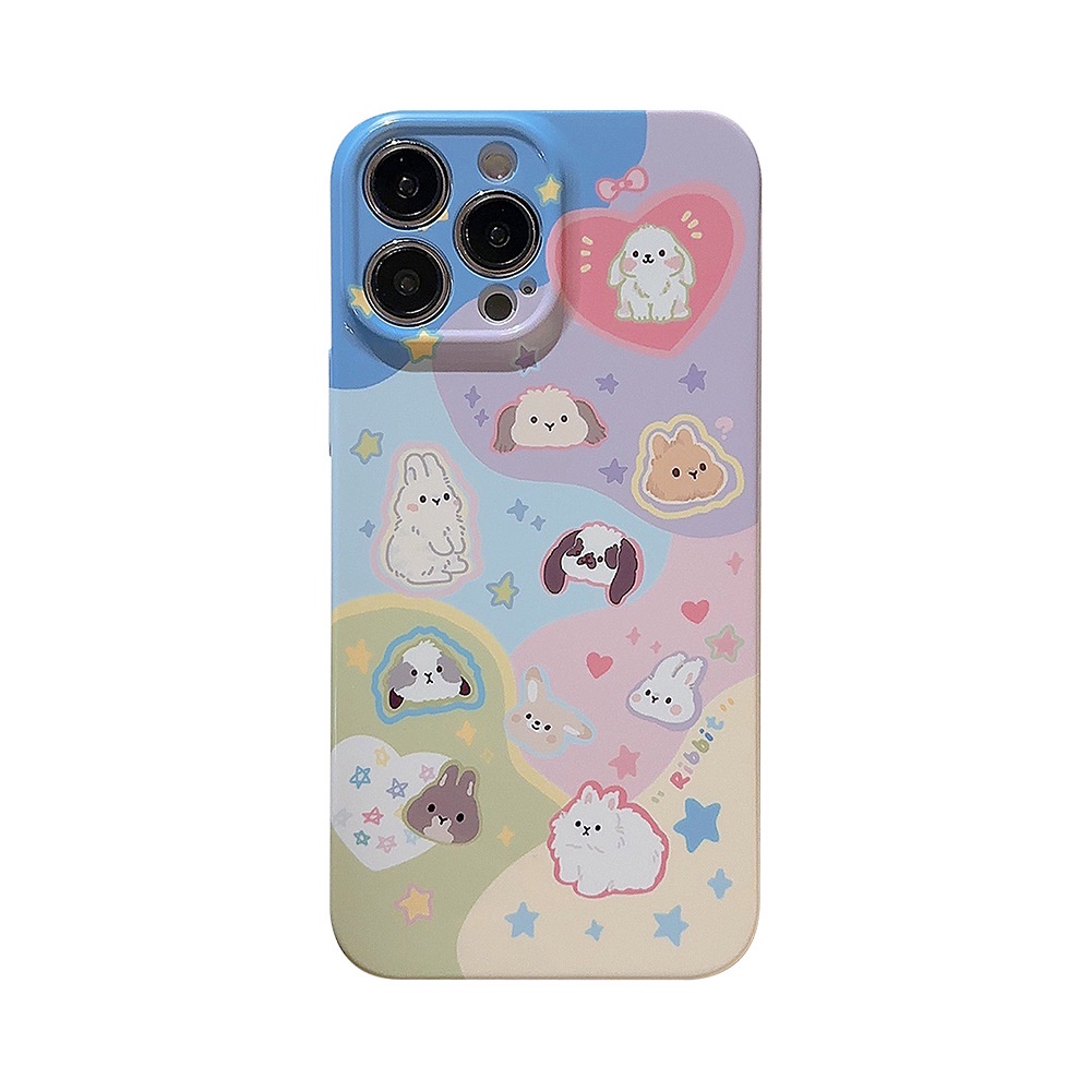 Ins Kelinci Lucu Kartun Hard Shell Film Fotografi Case Untuk Iphone SE 2020 7 /8 Plus 14x XR XM 11 12 13 PRO MAX Casing Cover Pelindung AT0248