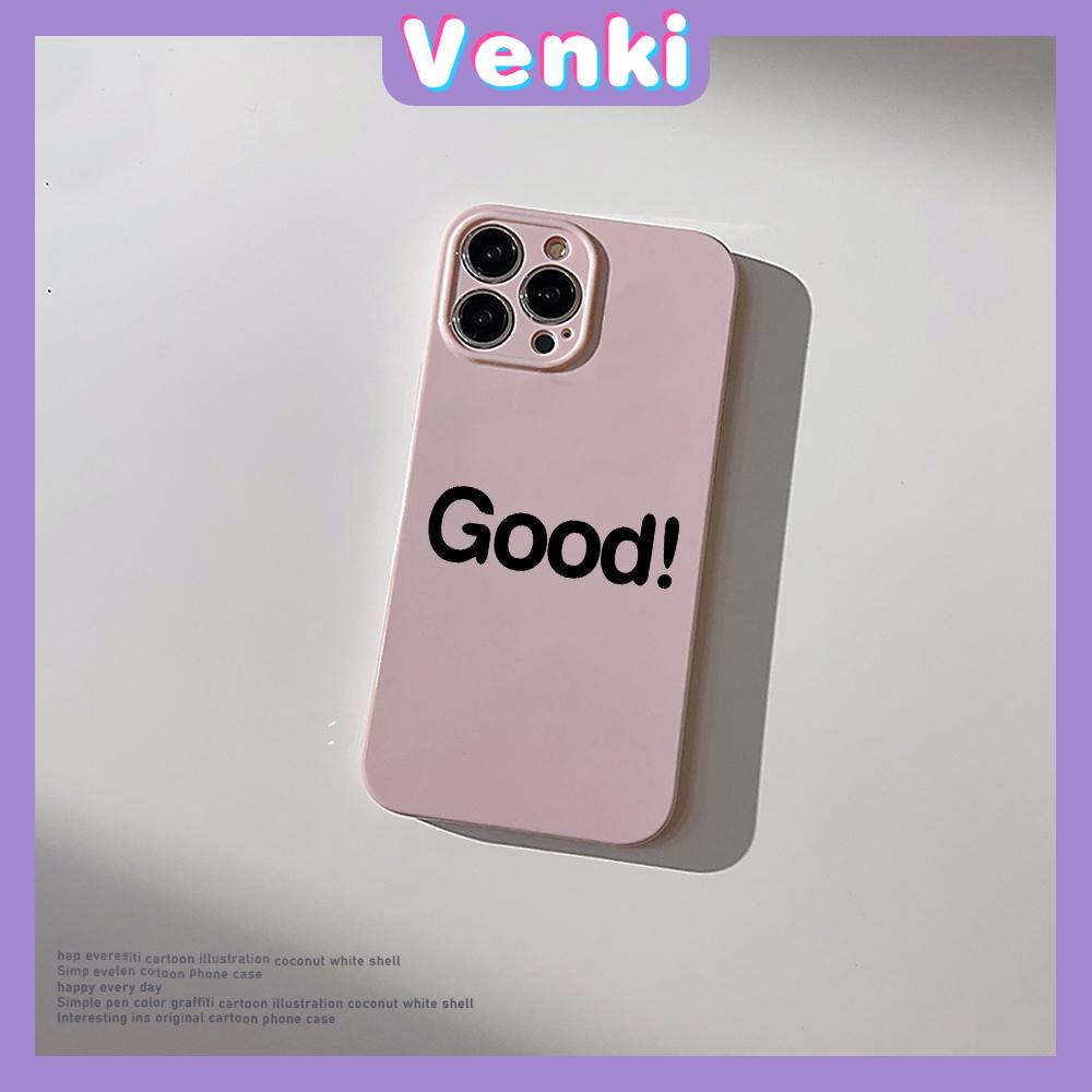 VENKI - For iPhone 11 iPhone Case Pink Glossy Film TPU Soft Case Shockproof Phase Cover Protection Simple Letter Compatible with iPhone 14 13 Pro max 12 Pro Max xr xs max 7 8Plus