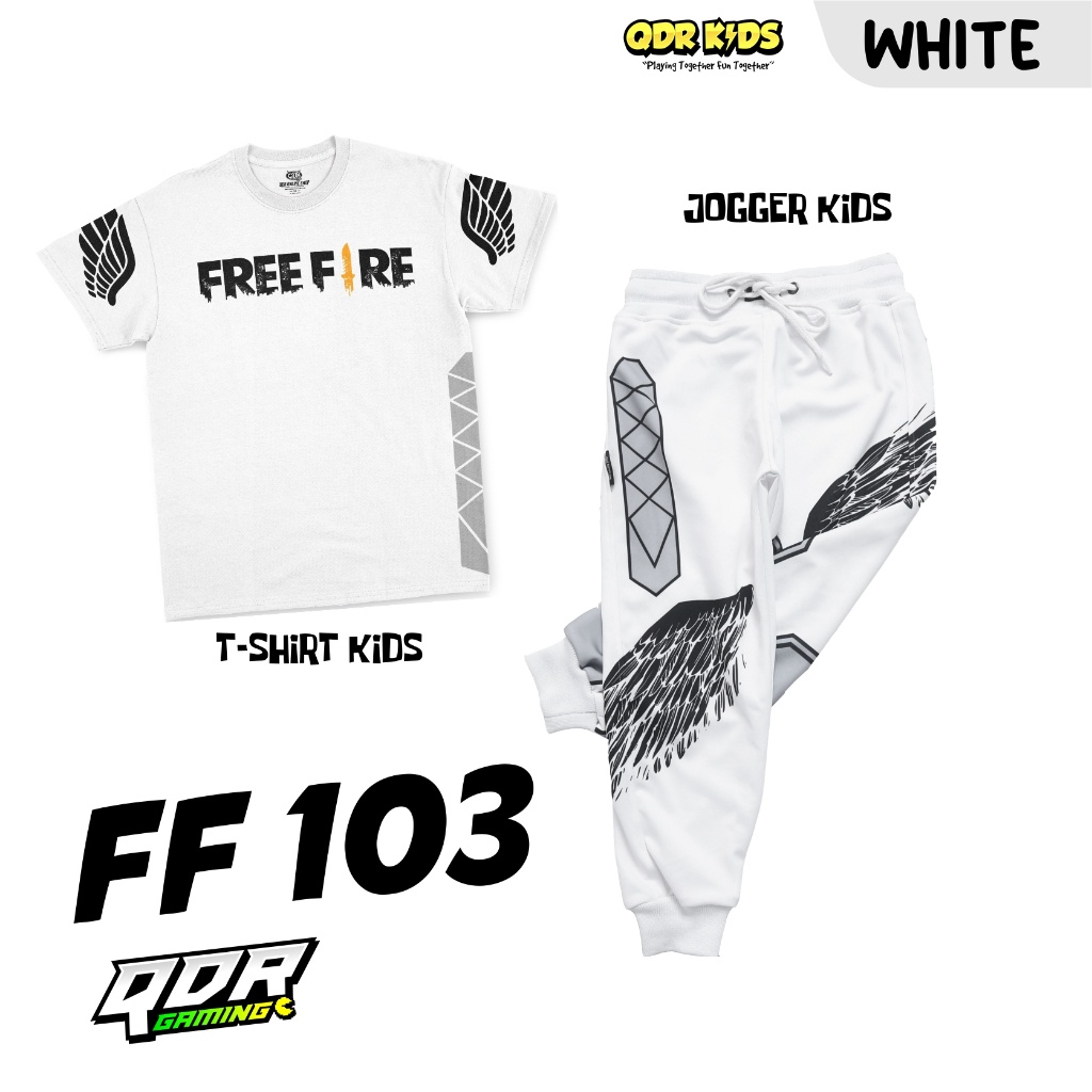 Celana Gaming BNL , kaos Anak Free Fire FF 103 Grey| kaos anak dan celana satu set| baju anak| celana anak-anak - X01