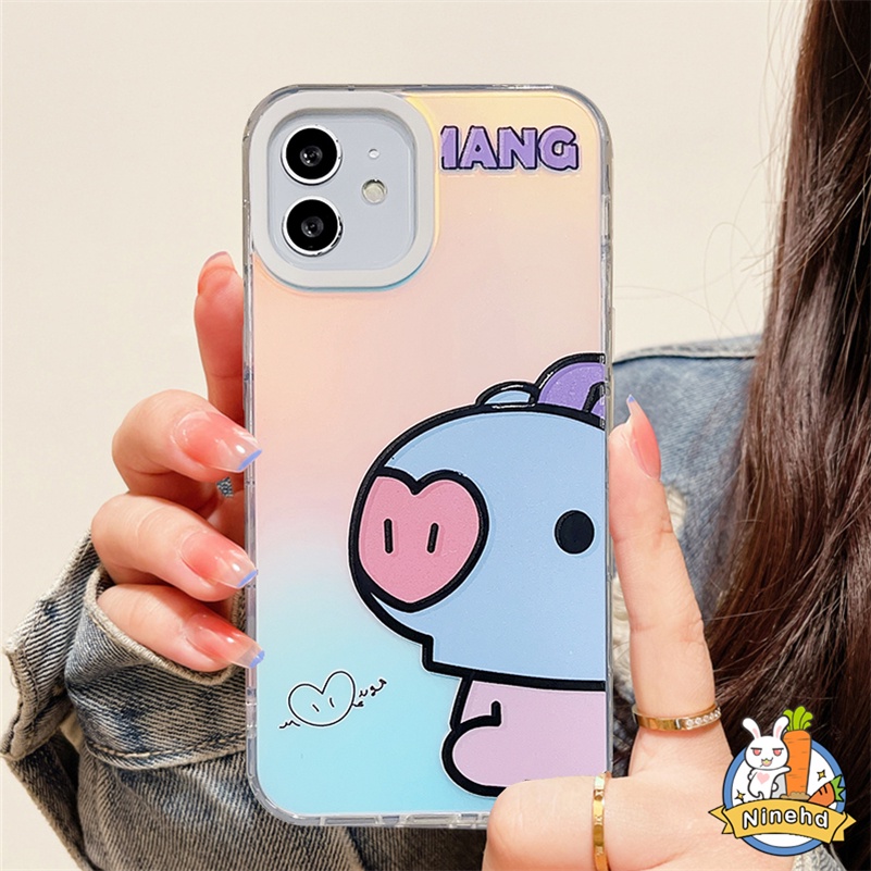 Casing IPhone Disesuaikan Kompatibel Untuk Iphone14 13 12 11 Pro Max X Xr Xs Max8 7 6 Plus SE 2020 Lucu Kartun Pasangan Laser Silikon Casing Ponsel Shockproof Soft Case Cover Pelindung