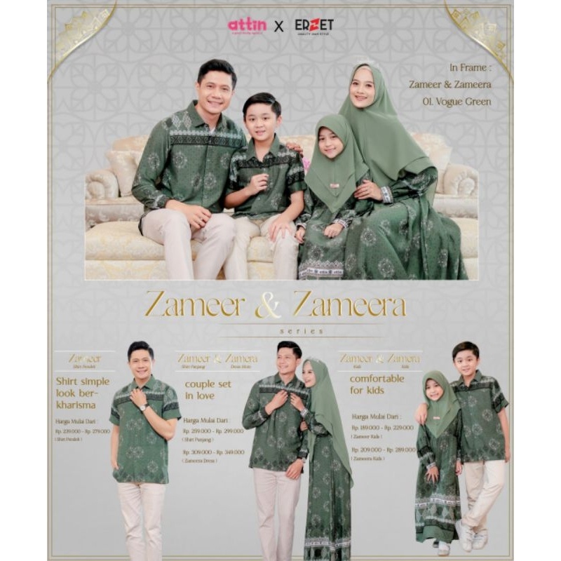 PO SARIMBIT IDUL ADHA ATTIN 2023 - ZAMEER ZAMEERA FAMILY  SET WARNA VOGUE GREEN SARIMBIT KELUARGA - 