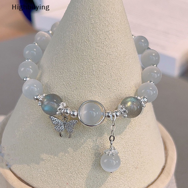 Hbid Korea Fashion Imitasi Opal Gelang Sederhana Liontin Gelang Ins Moonstone Kristal Manik Bulan Liontin Gelang Perhiasan Hadiah Glory