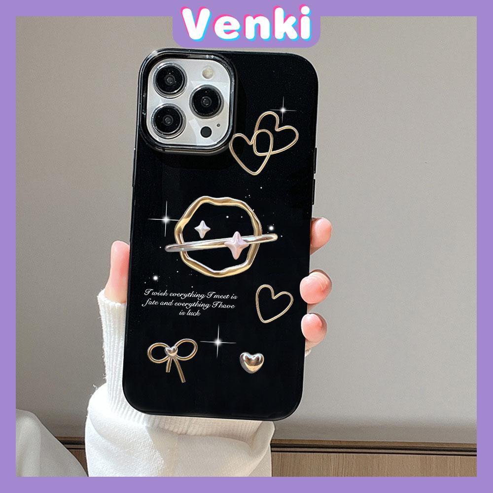 VENKI - For iPhone 11 iPhone Case Black Glossy TPU Soft Case Shockproof Protection Camera Cute Love Bow Compatible with iPhone 14 13 Pro max 12 Pro Max xr xs max 7Plus 8Plus