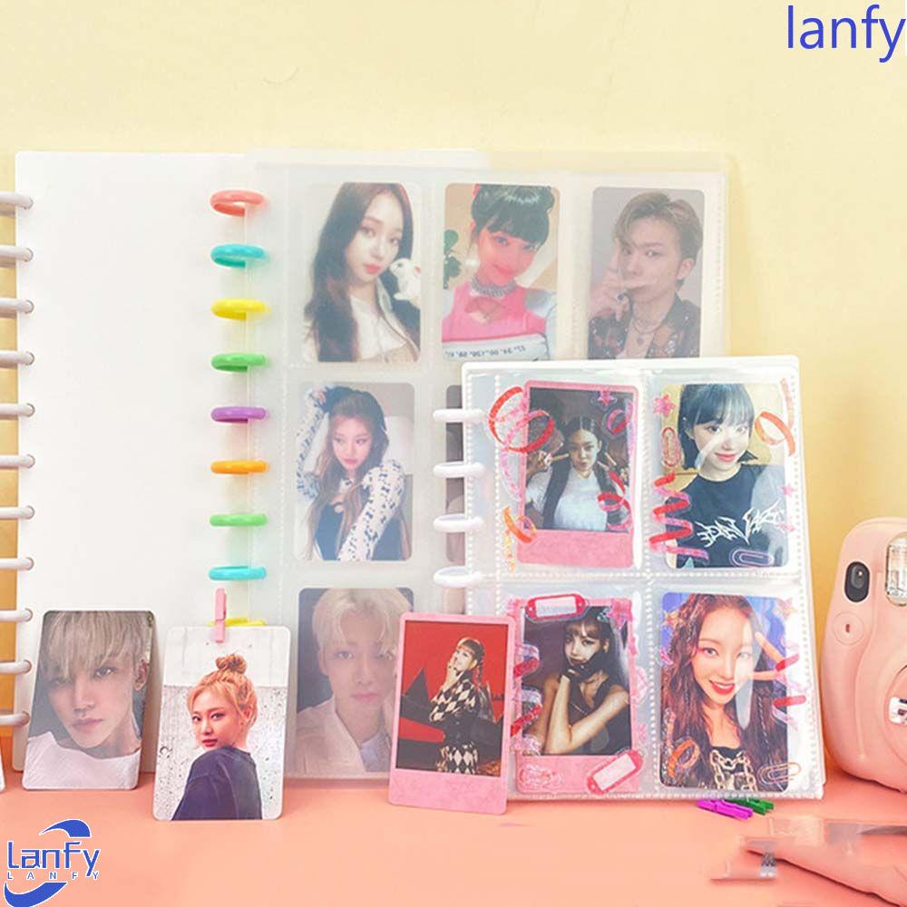 Lanfy Album Foto Portable Transparan Loose-leaf Kpop Card Organizer Card Storage Folder Pengikat Kartu Gaya Korea