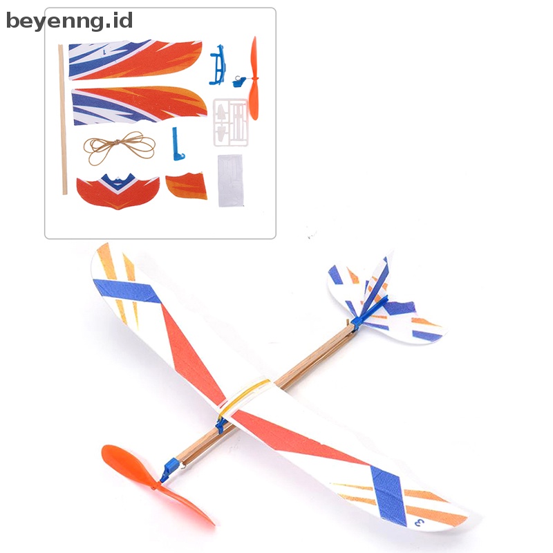 Beyen Karet Gelang Elastis Bertenaga Pesawat Glider Flying Plane Airplane DIY Mainan Anak ID