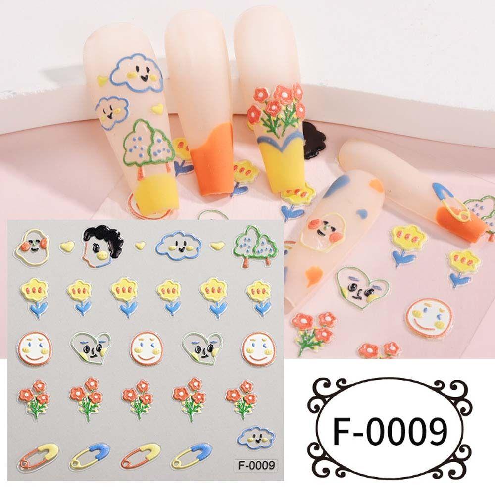 Needway Bunga Stiker Kuku Korea Ins Style Dogs Sunflower Peaches Self Adhesive Nail Dekorasi