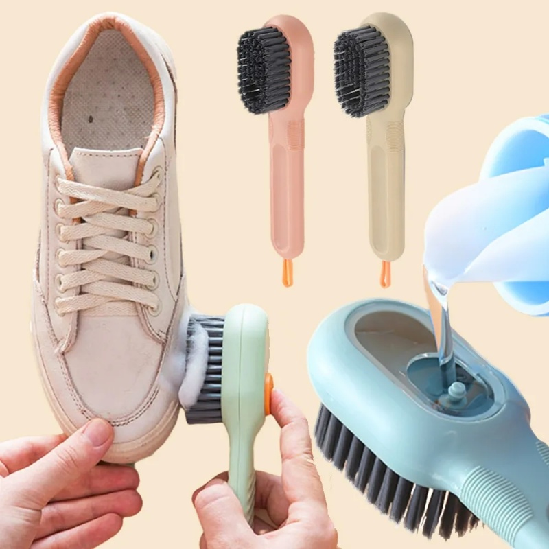 Sikat Sepatu Cair Tekan Otomatis/Alat Pembersih Sepatu Pakaian Rumah Tangga Berbristed Lembut Tambah Hidrolik