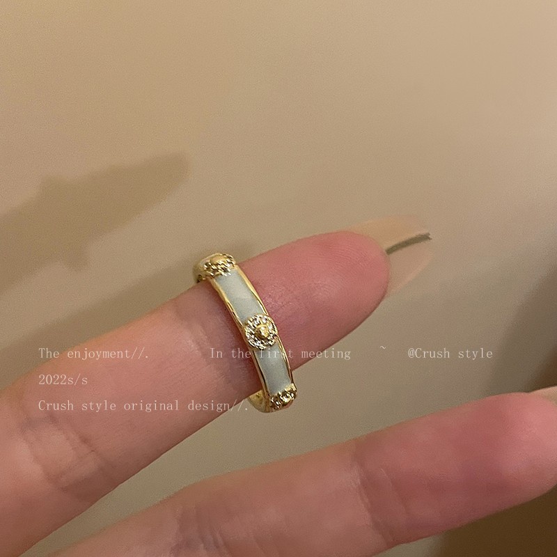 Cincin Terbuka Zirkon Drop Glaze Berbentuk Hati, Cincin Jari Telunjuk Temperamen Kecil Dan Lembut, Cincin Retro Dapat Disesuaikan