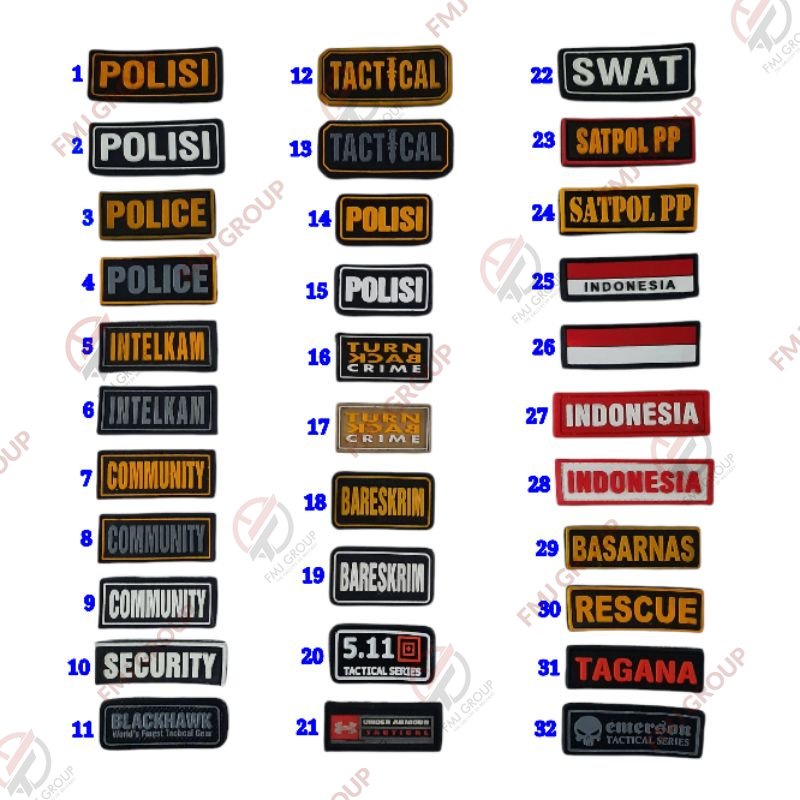 Emblem Karet Velcro / Patch Rubber Kecil Topi / Patch Karet Tempel - Bendera Indonesia,Tactical