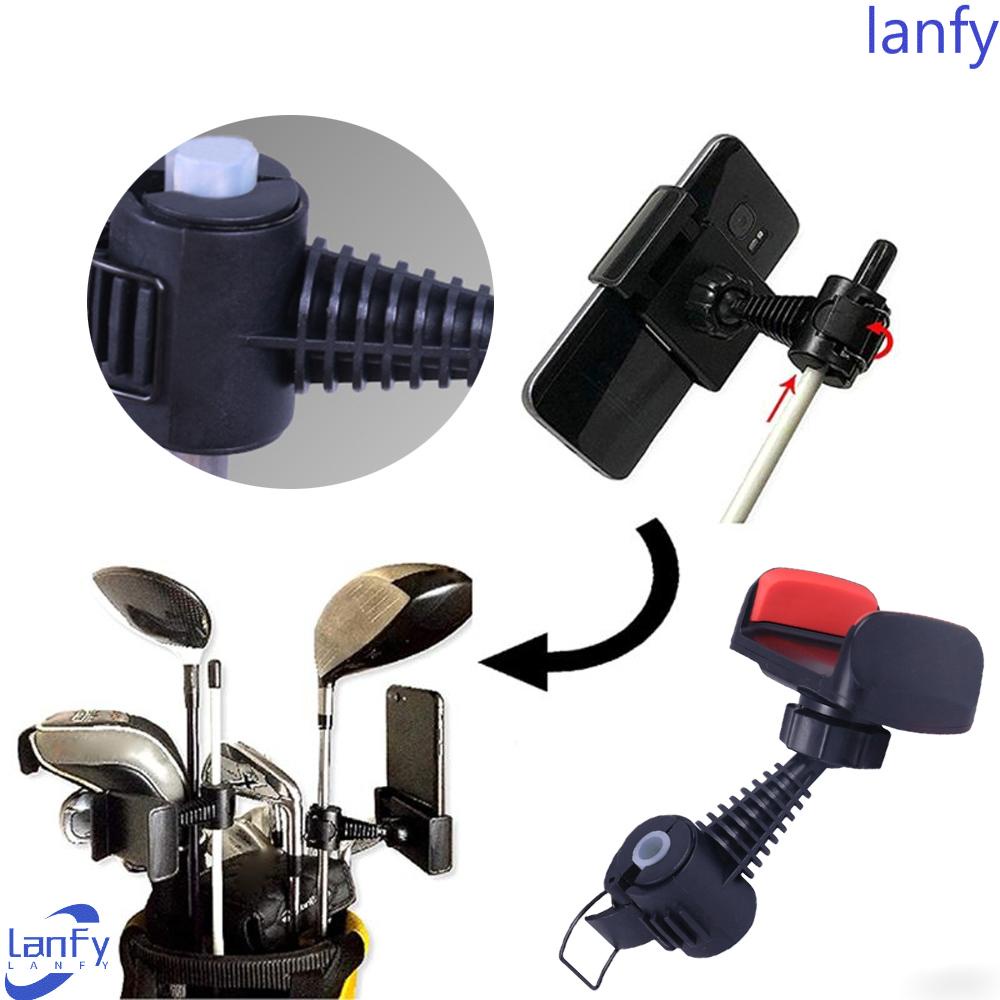 Lanfy Ayunan Golf Holder Alat Bantu Training Golf Swing Recorder Golf Aksesoris ABS Hitam 360derajat Stand Phone Golf