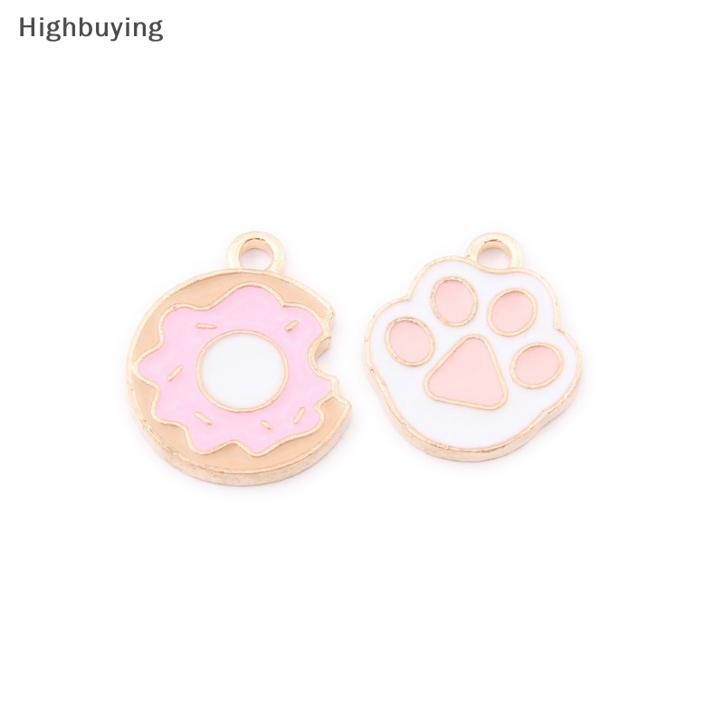 Hbid 10pcs/lot Liontin Zinc Alloy Enamel Ch Cute Pink Paw Ch Untuk Perhiasan DIY Glory