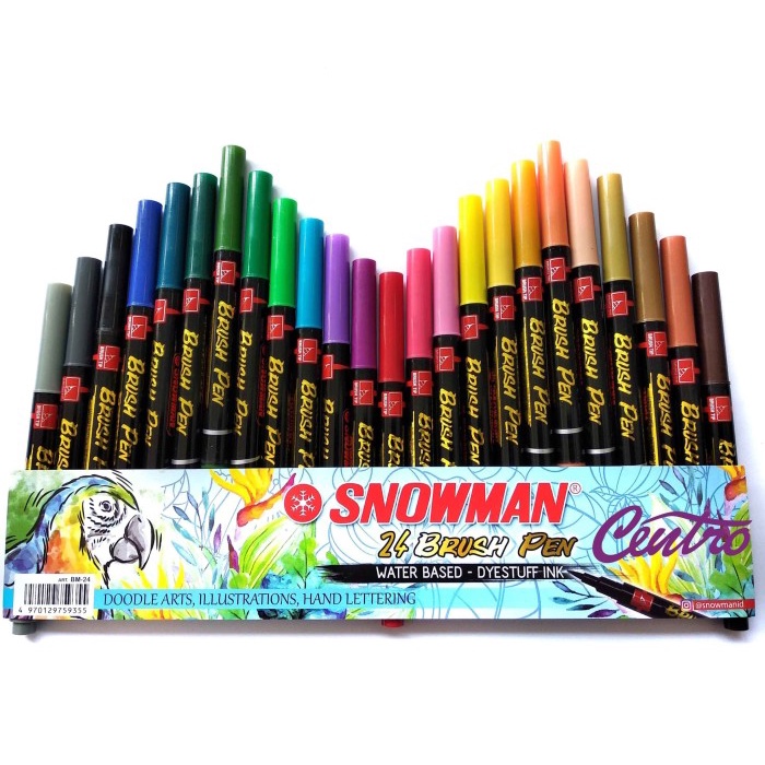

Snowman Brushpen Brush Pen Kuas Set 24 warna BM-24 Lettering Doodle TC