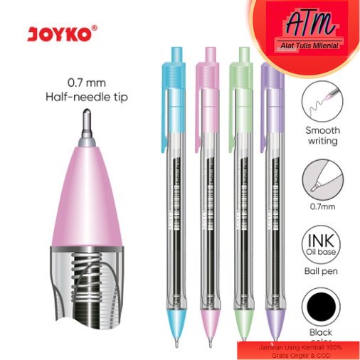

BALL PEN PULPEN PENA JOYKO BP-363 VOKUS PTL PASTEL TRANSPARANT 0.7 mm