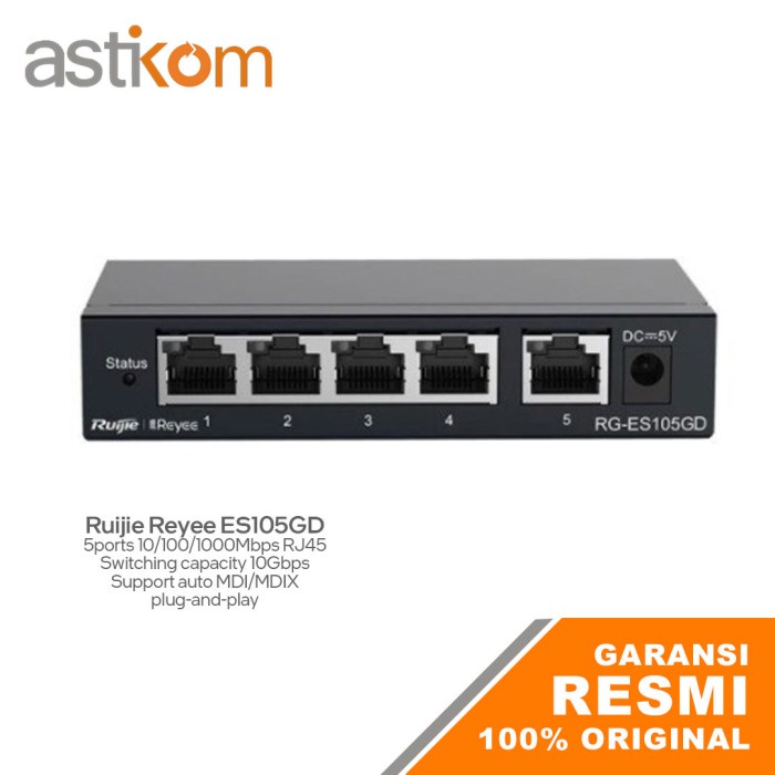 Ruijie Reyee RG ES105GD 5-Port Gigabit Unmanaged Metal Switch