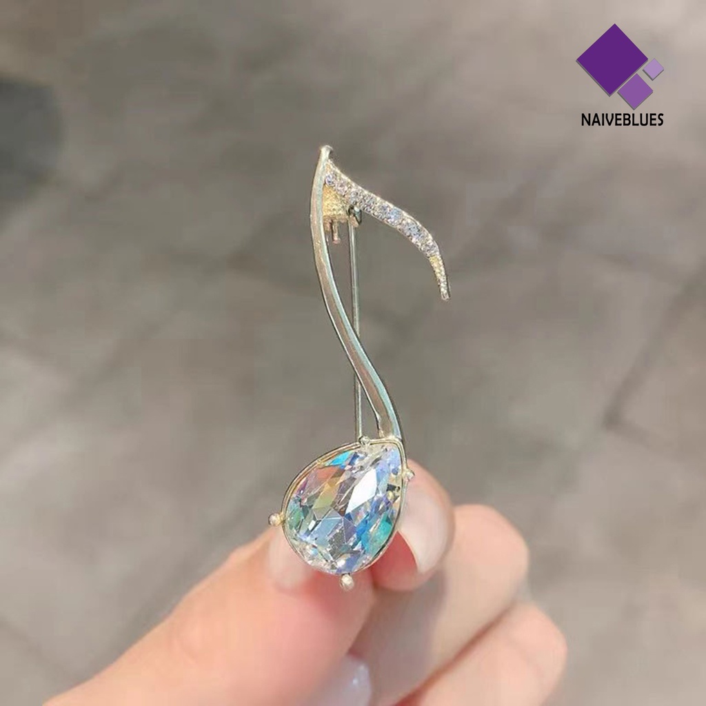 &lt; Naiveblues &gt; Lady Bros Kristal Imitasi Gaya Korea Electroplating Temperamen Pakaian Colorfast Bentuk Catatan Sederhana