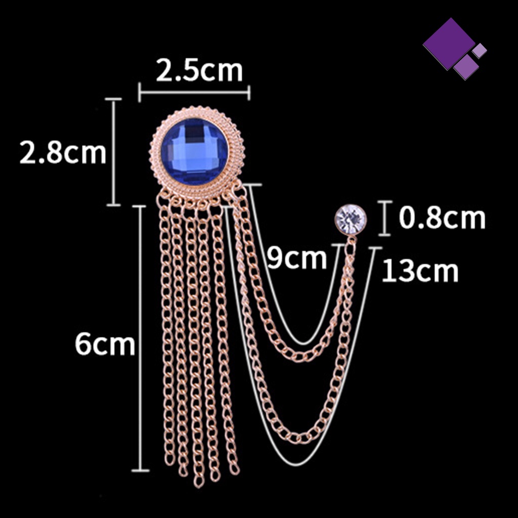 &lt; Naiveblues &gt; Lencana Pin Rantai Berkilau Electroplating Hias Vintage Up Colorfast Suit Rumbai Pin Perhiasan