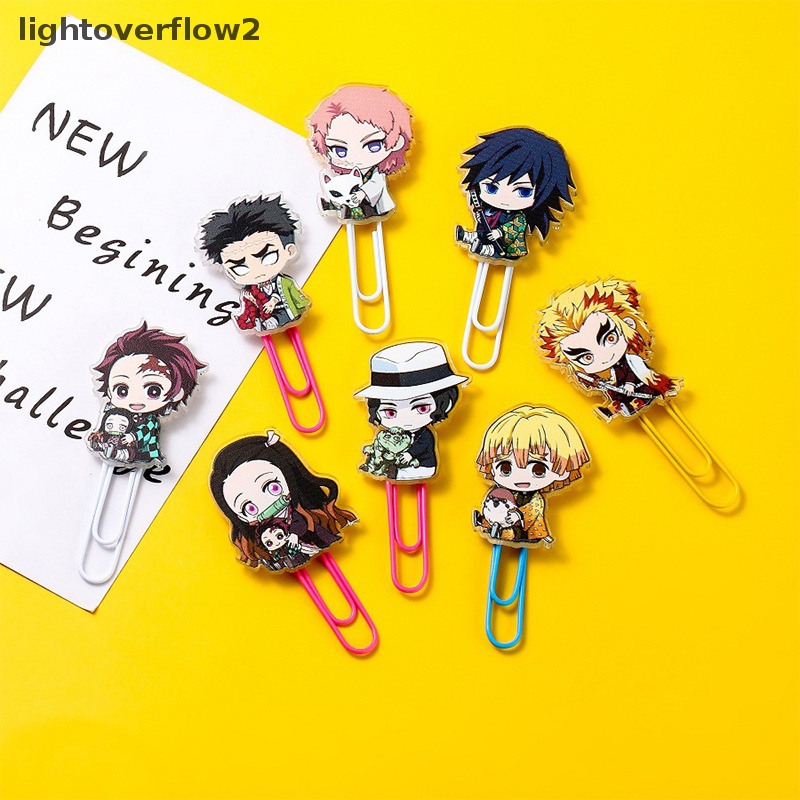 [lightoverflow2] Kawaii Kartun Demon Slayer Anime Klip Kertas Bookmark Aksesoris Kantor Sekolah [ID]