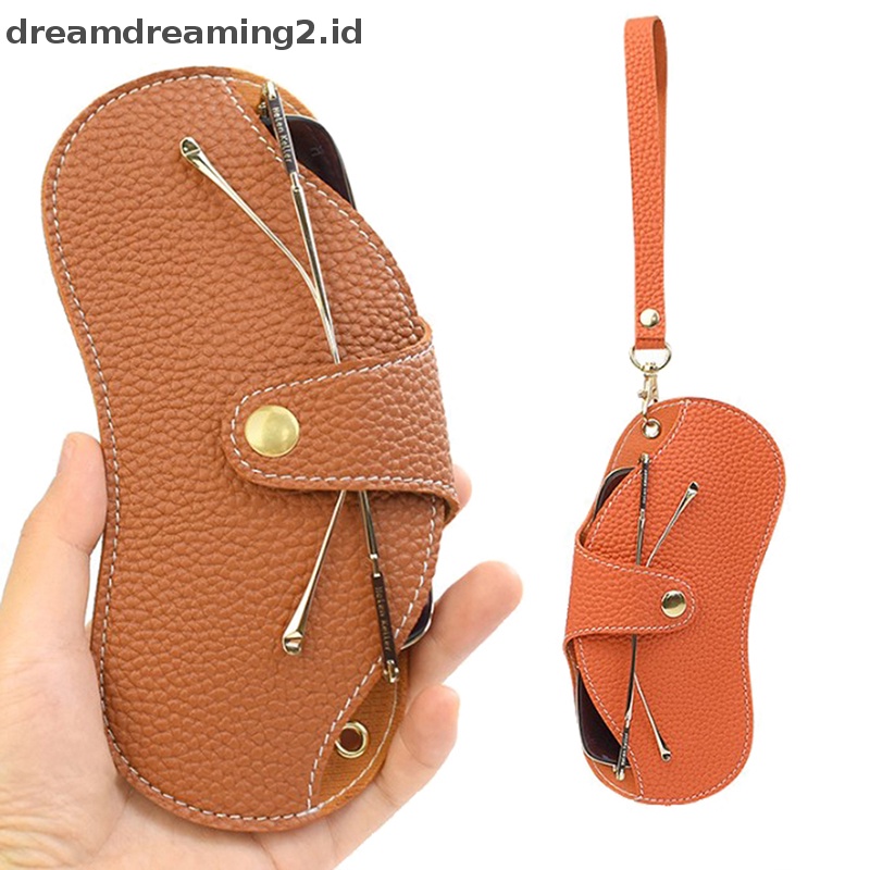 (drea) Kesederhanaan Baru Snap Glasses Case PU Leather Eye Glasses Container Cover Portable Sunglasses Kotak Penyimpanan Ultra-Tipis Glasses Case//