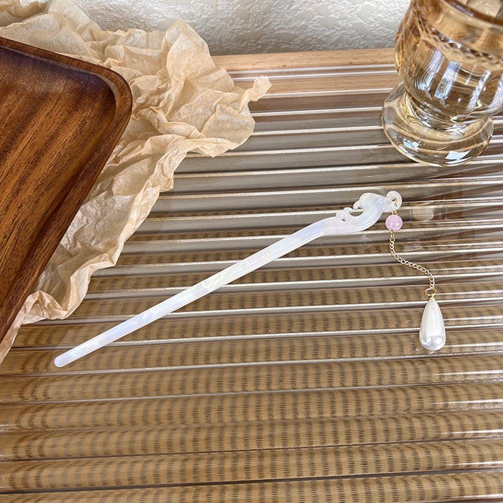 Fishstick Wanita Rambut Stik Elegan Vintage Simple Mutiara Korea Hair Clip Untuk Perempuan Gaya Kuno Dikepang Jepit Rambut Chinese Hair Fork