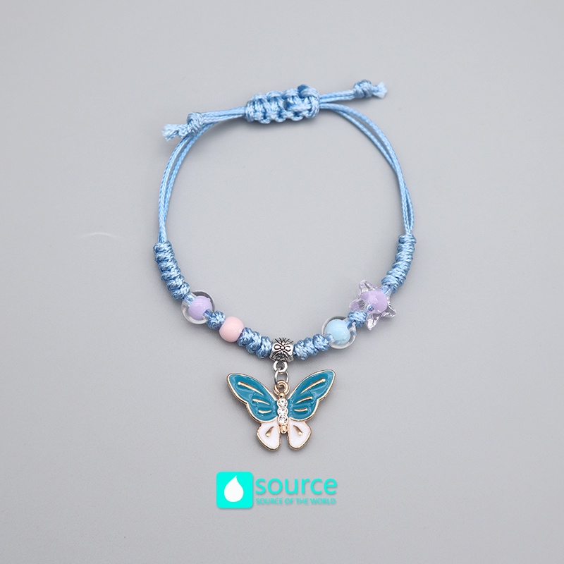 1 Pcs Gadis Dikepang Tali Gelang Wanita Bor Kupu-Kupu Liontin Kerajinan Hadiah Ulang Tahun Aksesoris Fashion