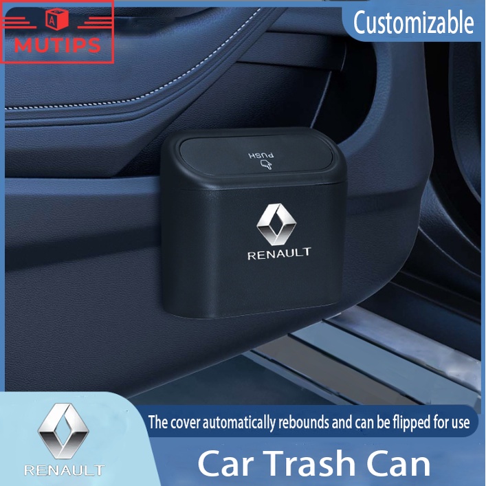 Tempat Sampah Mini Portable Mobil Renault Gantung Tutup Flip Dustbin Back Seat Tahan Air ABS Storage Box Organizer Untuk Megane 2amplaso Kwid Logan Captur Scenic Clio Fluence Duster Kiger