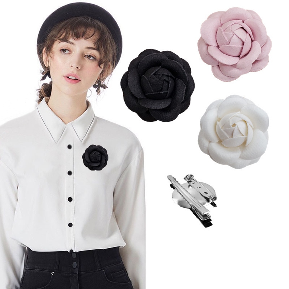 1pcs INS Jennie Camellia Bentuk Jepit Rambut Hair Clip Untuk Wanita Perempuan DIY Bros Pin Aksesori 5cm