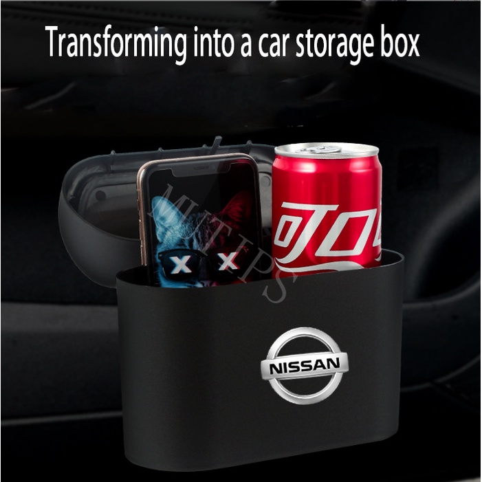 Nissan Tempat Sampah Mini Portable Mobil Gantung Tutup Flip Dustbin Back Seat Waterproof ABS Storage Box Organizer Untuk Skyline Terra Livina Note Maret Juke Xtrail Magnite Kicks Navara Sere