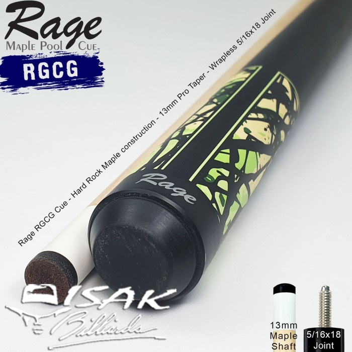 Rage RGCG Pool Cue - 13 mm Maple Billiard Stick Stik Biliar Players