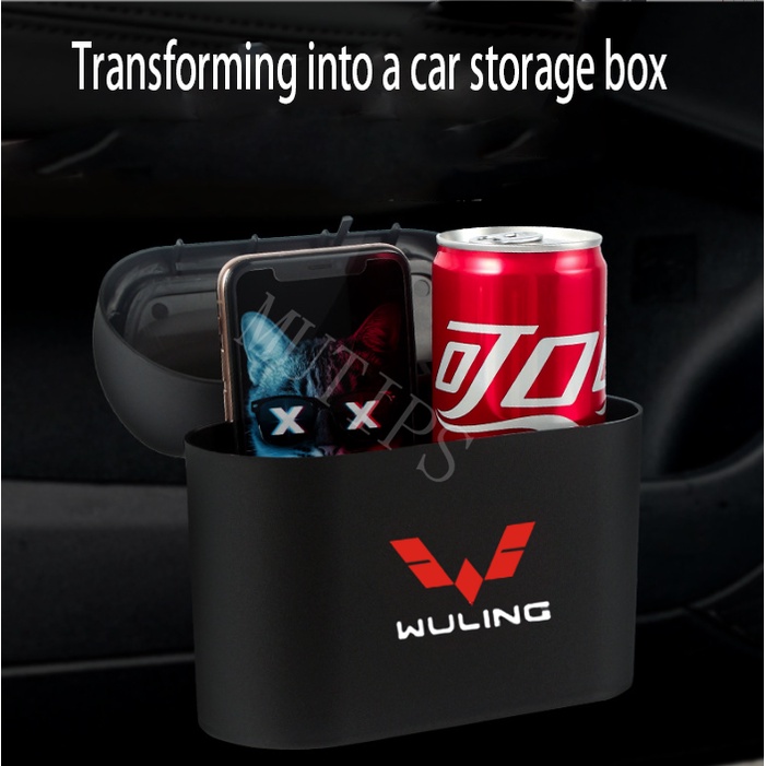 Wuling Tempat Sampah Mini Portable Mobil Gantung Tutup Flip Dustbin Back Seat Waterproof ABS Storage Box Organizer Untuk Confero s Alvez Almaz Cortez Victory Formo Mini Air EV