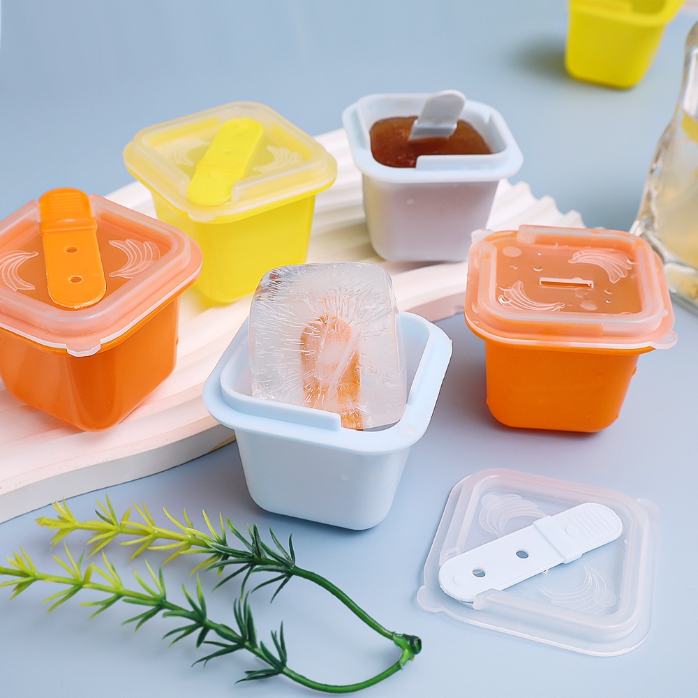 Cetakan Es Loli DIY Mudah Demoulding Tahan Lama Dengan Tongkat/1Rongga Ice Pop Maker/Reusable Jelly Pudding Mold with Lid/Popsicles Tray Holder/Perlengkapan Dapur