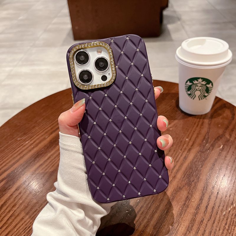 【Rhombic lattice】5 Colors Fashion Pretty Checkered diamond Sparkly Phone Case for IPhone 11 13 12 14 PRO Max Phone Case for Women Girl