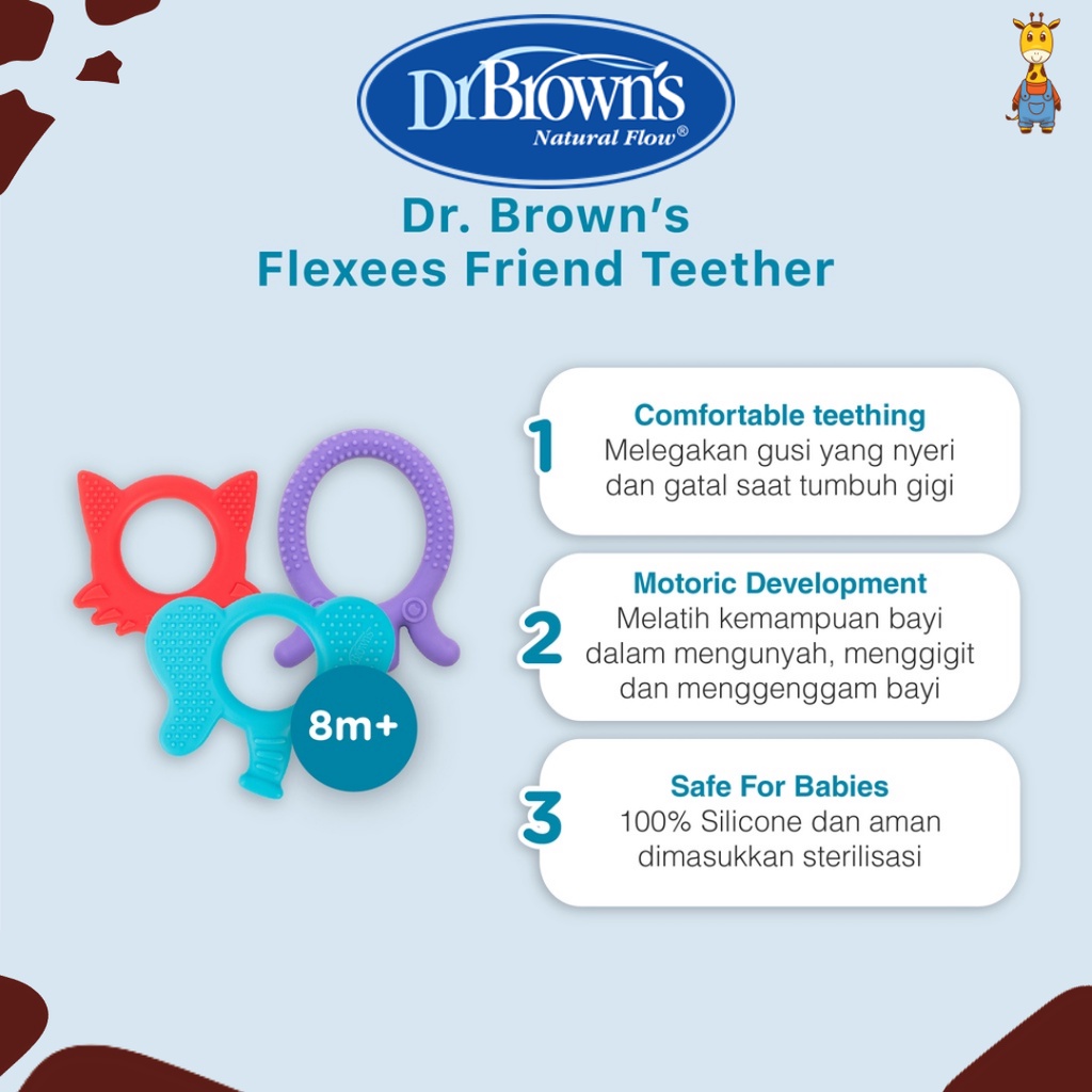 Dr. Brown's Flexees Friends Teether Animal / Gigitan Bayi / Gigitan Anak