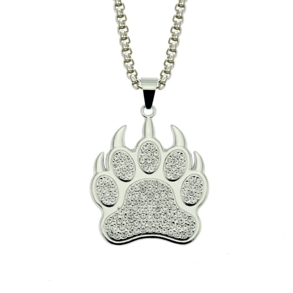 [X C Kalung] Warna Emas Beruang Paw Dog Paw Alloy Hip Hop Vintage Pria Dan Wanita Kalung Pesta Ulang Tahun Hadiah Fashion Liontin