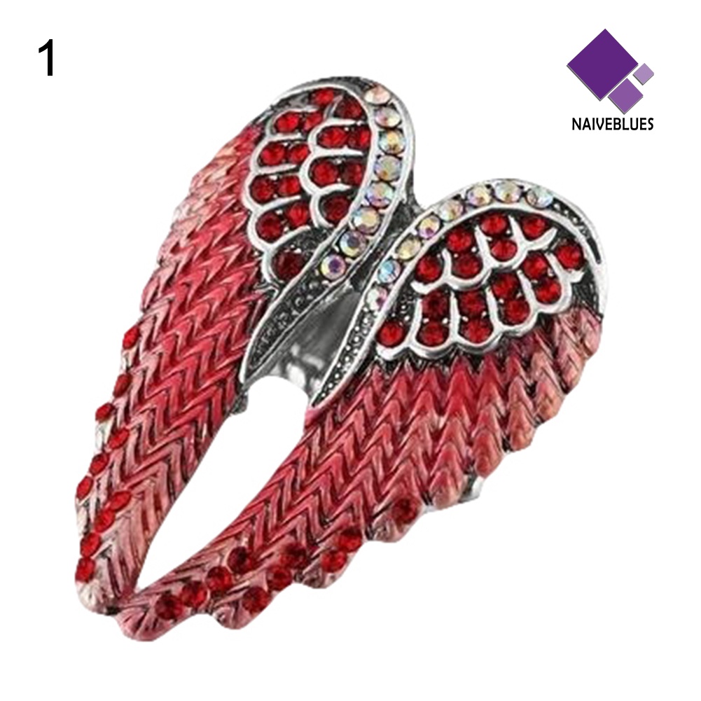 &lt; Naiveblues &gt; Lady Fashion Multicolor Berlian Imitasi Sayap Malaikat Pesona Cincin Perhiasan Hadiah