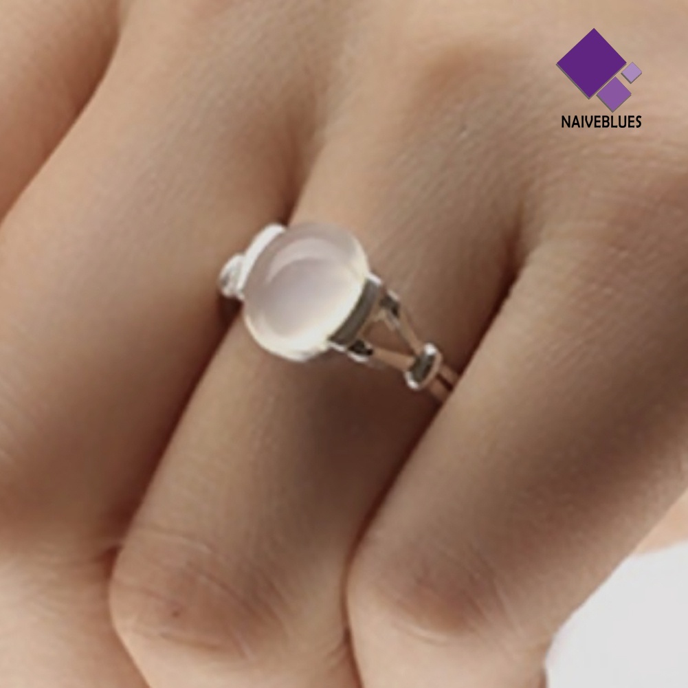 &lt; Naiveblues &gt; Vintage Moonstone Bertatahkan Jari Cincin Wanita Perhiasan Pernikahan Hadiah Valentine