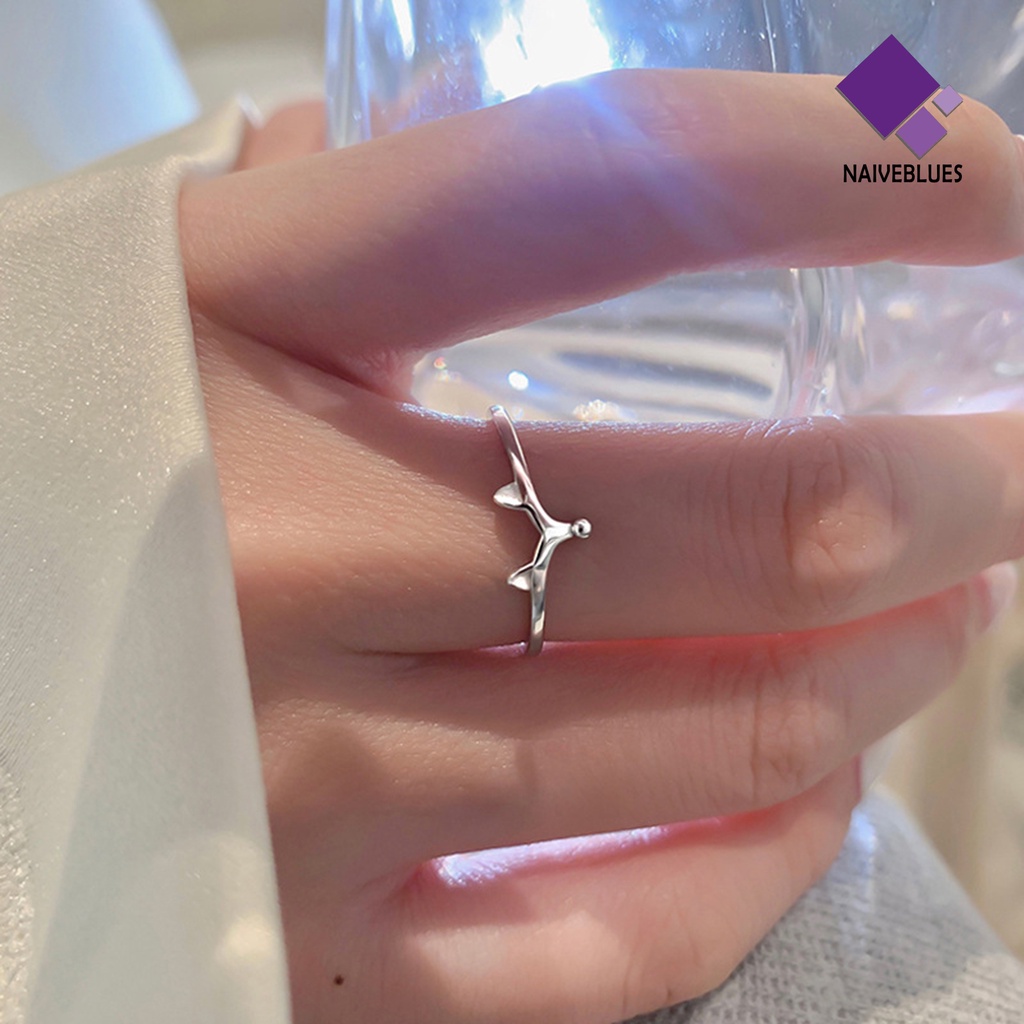 &lt; Naiveblues &gt; Cincin Terbuka Geometris Electroplating Putih Golden Plating Hypoallergenic Desain Kecil Gaun Perhiasan Wanita Hewan