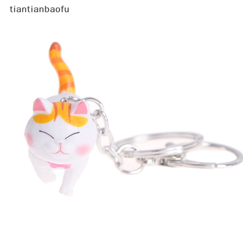 [tiantianbaofu] Lucu Kartun Kucing Liontin Kunci Rings Kitten Cat Key Chain Shake Kepala Tas Gantungan Kunci Butik