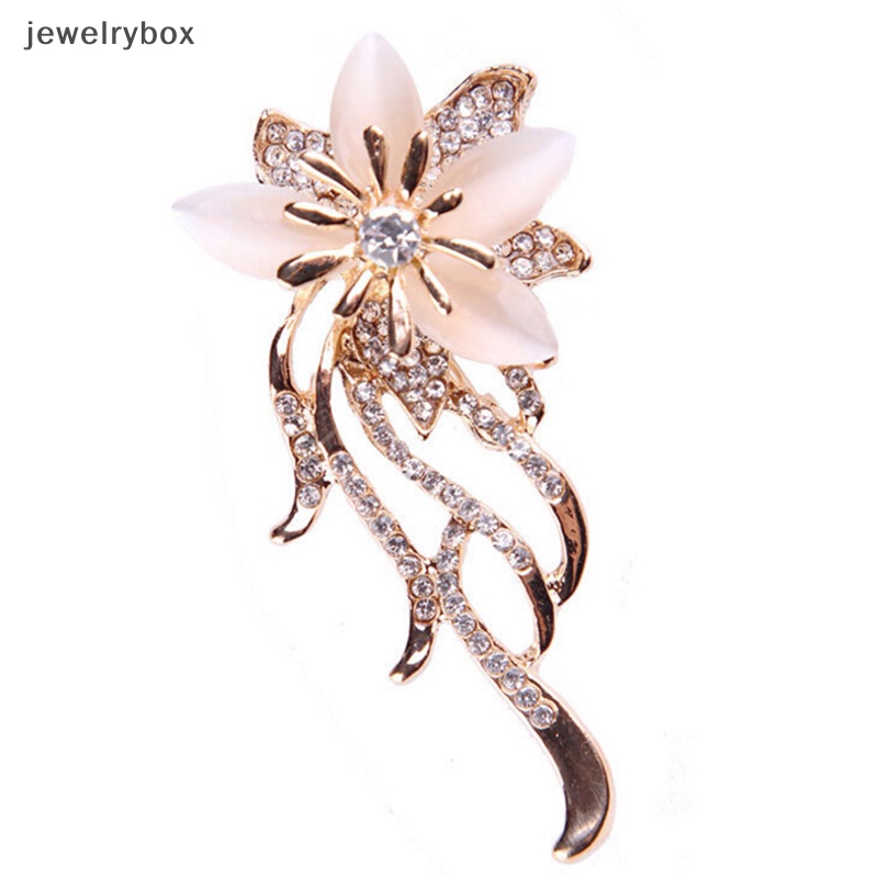 [jewelrybox] Opal Bunga Bros Berlian Imitasi Kristal Bros Pin Pesta Pernikahan Wanita Perhiasan Butik