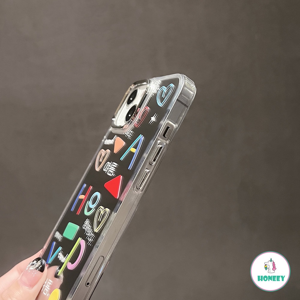 IPHONE Korea INS Imut Graffiti Phone Case Kompatibel Untuk Iphone14 11 12 13 Pro Max Kreatif Cinta Hati Make Up Cermin Penutup Belakang