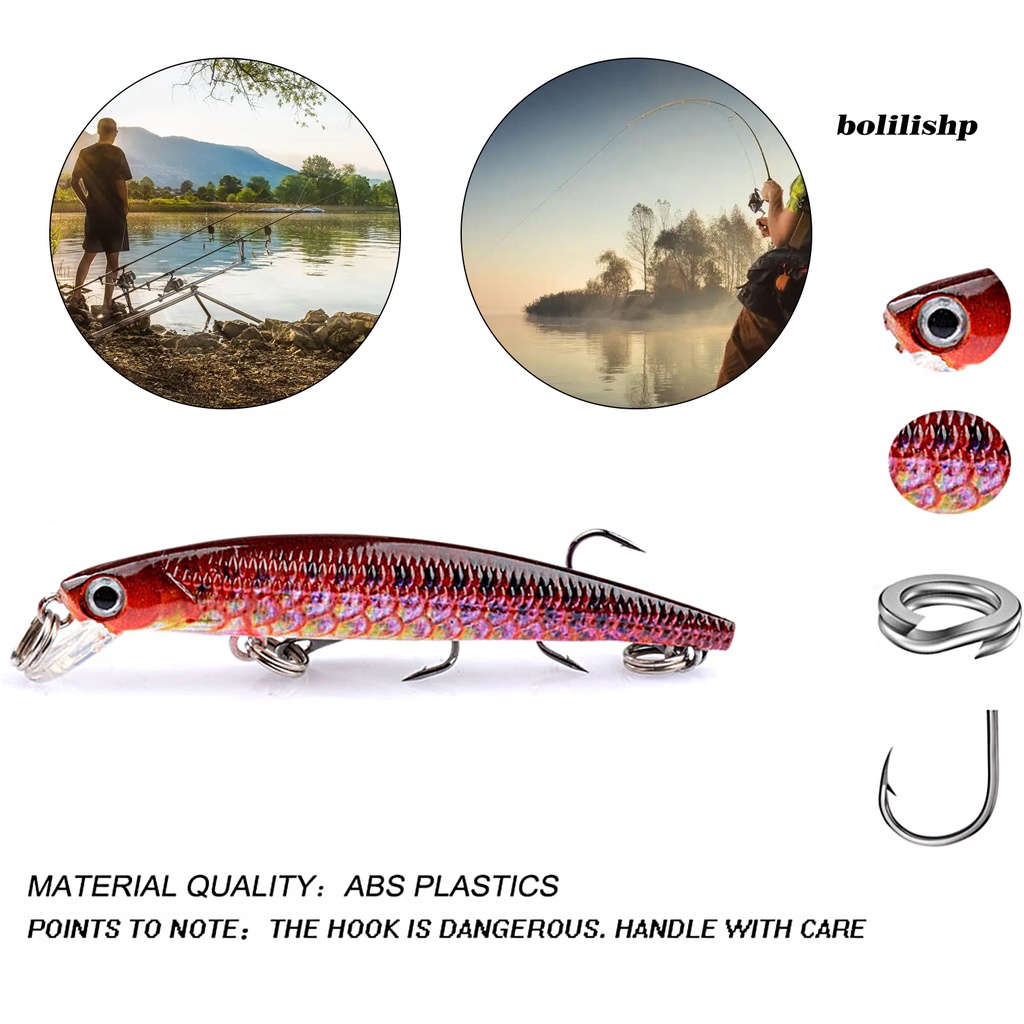 Bo-7.3cm/3g Umpan Pancing Realistis Tajam Kait 3D Mata Tenggelam Ikan Kecil Buatan Umpan Keras Crankbait Untuk Outdoor