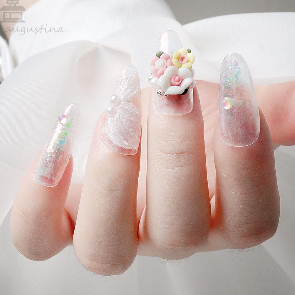 Agustinina Bunga Mawar Perhiasan Kuku Multicolor Kecil Segar Bunga Porselen DIY Nail Art Desgin