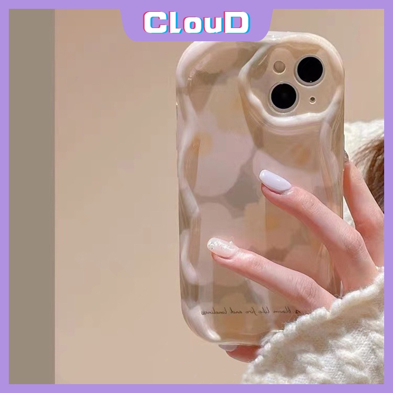 IPHONE Casing Bunga Tepi Melengkung Bergelombang Kreatif 3D Kompatibel Untuk Iphone11 14 12 13 Pro Max7 8 6s 6 Plus XR X XS Max SE 2020 Shockproof Glossy Spring Fresh Flowers Soft Cover